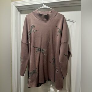 Entro Dusty Pink Leopard Sweater